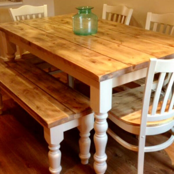 5ft Farmhouse Table 4 Stamford Chairs, Oregon Pine Dining Room Table And Chairs Set Of 4