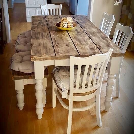 5ft Farmhouse Table 4 Stamford Chairs, Dining Room Table 4 Chairs And Bench