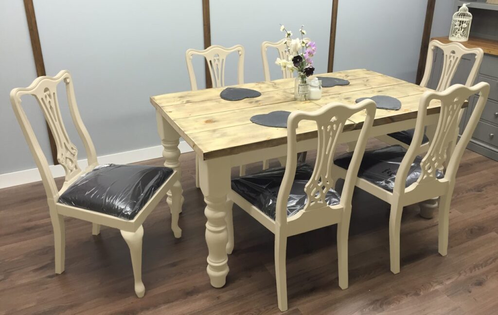 Handmade Tables Best In Bwood, Shabby Chic Dining Table And Chairs Uk